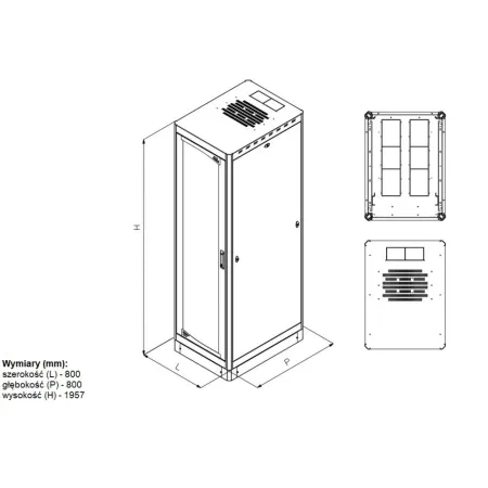Szafa Rack 19 42u 800x800 Drzwi Perforowane
